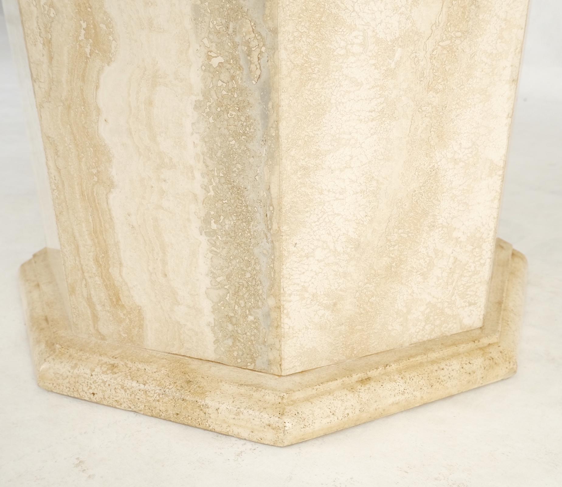 EstablishedLines Large Round Octagon Shape Single Pedestal Travertine Dining Conference Table