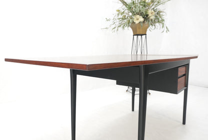 EstablishedLines Danish Mid Century Modern Boat Shape Drop Leaf Rosewood Desk Two Drawers MINT!