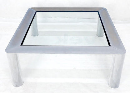 EstablishedLines Bauhaus Polished Stainless Steel Chrome 36" Square Glass Top Coffee Table  MINT!