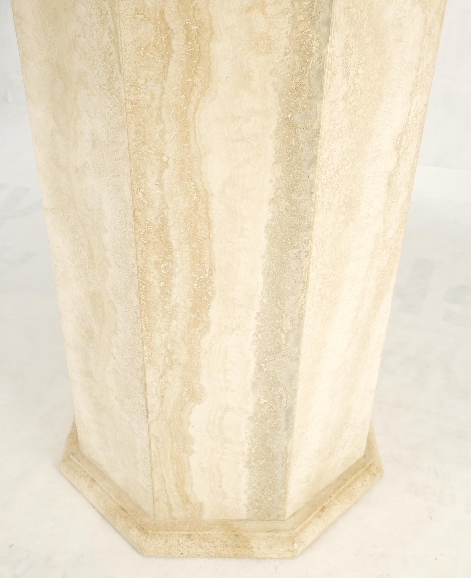 EstablishedLines Large Round Octagon Shape Single Pedestal Travertine Dining Conference Table