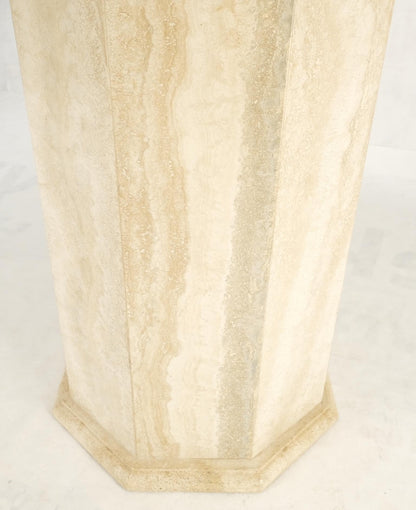EstablishedLines Large Round Octagon Shape Single Pedestal Travertine Dining Conference Table