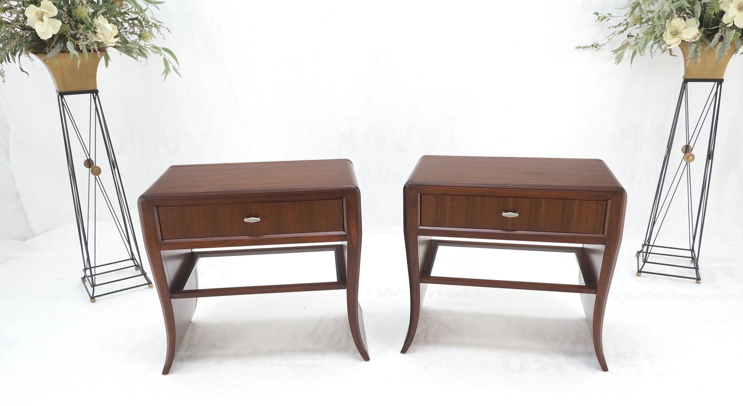 EstablishedLines Pair Century Walnut Waterfall Brand New Old Stock Two Tier End Side Tables Stand