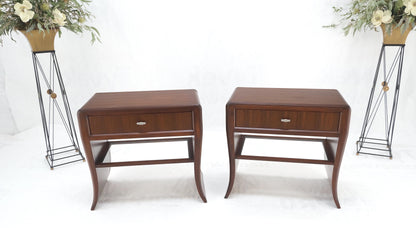 EstablishedLines Pair Century Walnut Waterfall Brand New Old Stock Two Tier End Side Tables Stand