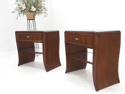 EstablishedLines Pair Century Walnut Waterfall Brand New Old Stock Two Tier End Side Tables Stand