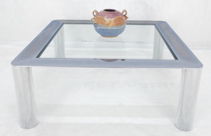 EstablishedLines Bauhaus Polished Stainless Steel Chrome 36" Square Glass Top Coffee Table  MINT!
