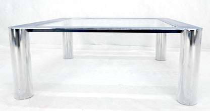 EstablishedLines Bauhaus Polished Stainless Steel Chrome 36" Square Glass Top Coffee Table  MINT!