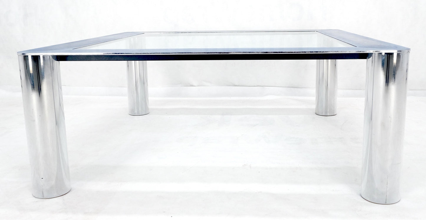EstablishedLines Bauhaus Polished Stainless Steel Chrome 36" Square Glass Top Coffee Table  MINT!
