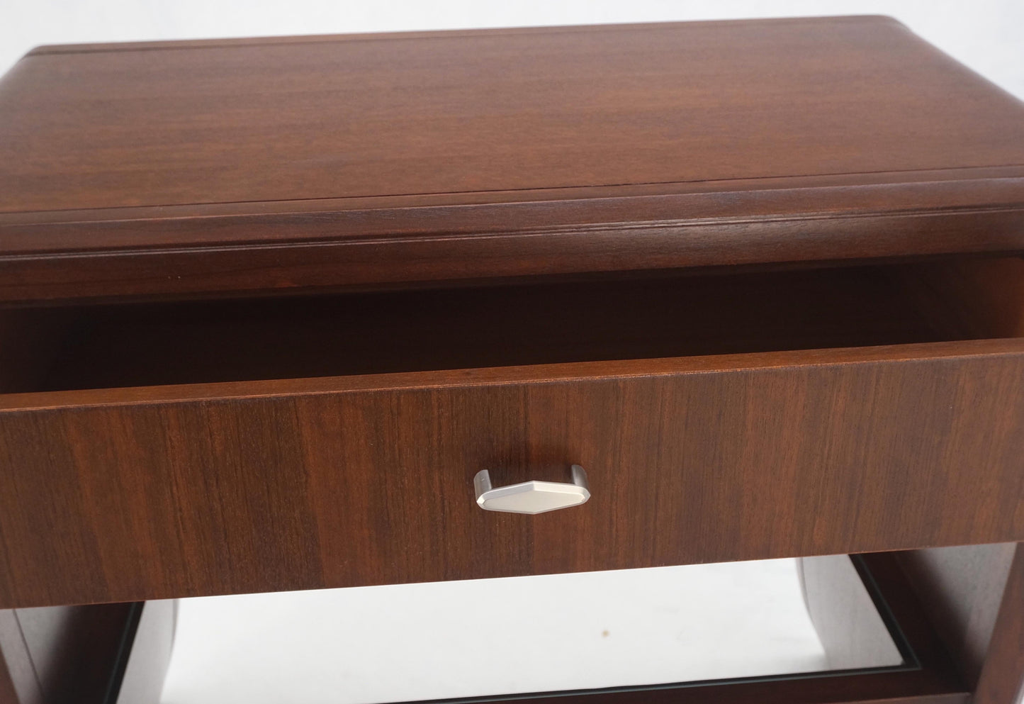 EstablishedLines Pair Century Walnut Waterfall Brand New Old Stock Two Tier End Side Tables Stand