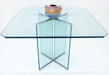 Italian Mid Century Modern 3/4" Thick Beveled Glass Single Pedestal Dining Table
