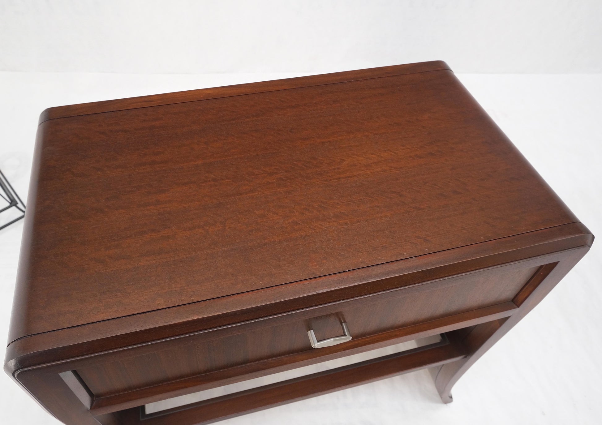 EstablishedLines Pair Century Walnut Waterfall Brand New Old Stock Two Tier End Side Tables Stand