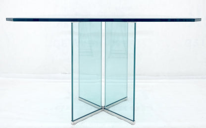 Italian Mid Century Modern 3/4" Thick Beveled Glass Single Pedestal Dining Table
