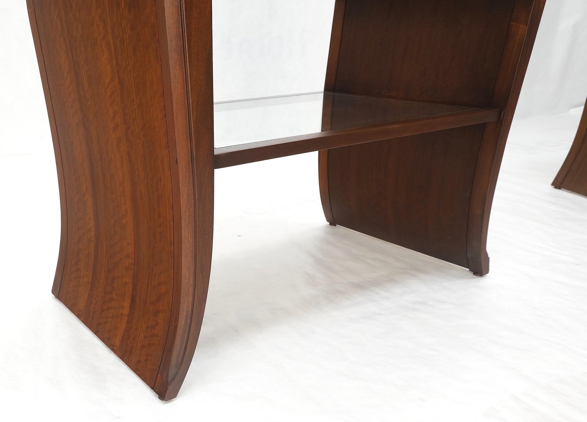 EstablishedLines Pair Century Walnut Waterfall Brand New Old Stock Two Tier End Side Tables Stand