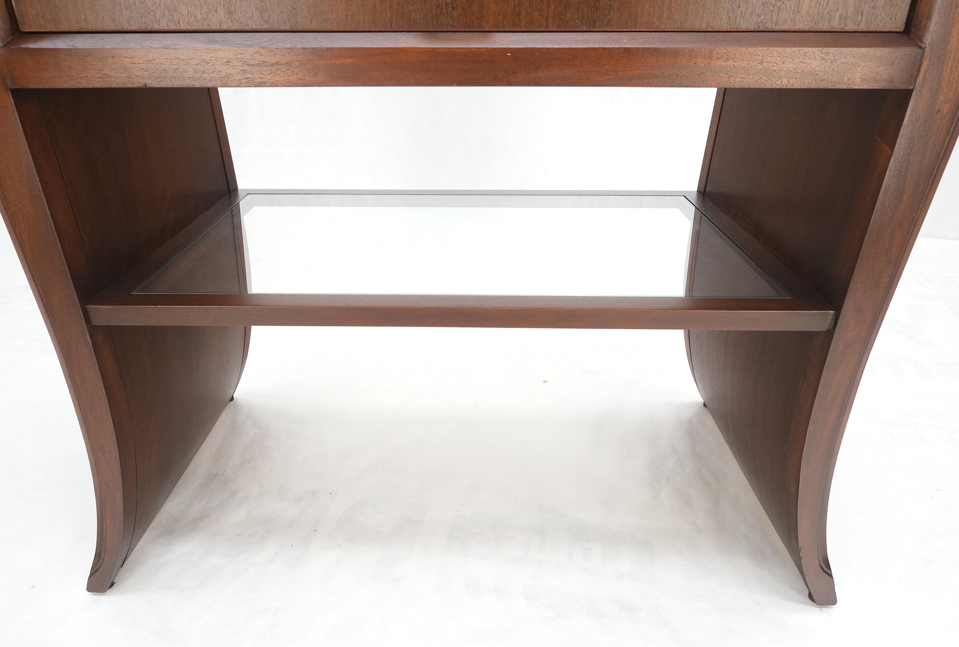 EstablishedLines Pair Century Walnut Waterfall Brand New Old Stock Two Tier End Side Tables Stand