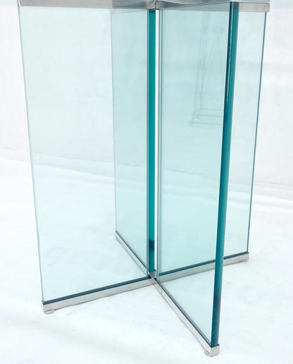 Italian Mid Century Modern 3/4" Thick Beveled Glass Single Pedestal Dining Table