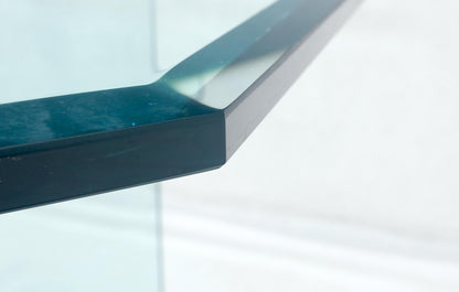 EstablishedLines Italian Mid Century Modern 3/4" Thick Beveled Glass Single Pedestal Dining Table