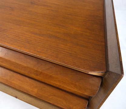 EstablishedLines Pair Two Drawers Walnut Mid-Century Modern End Side Night Stands Tables Mint!