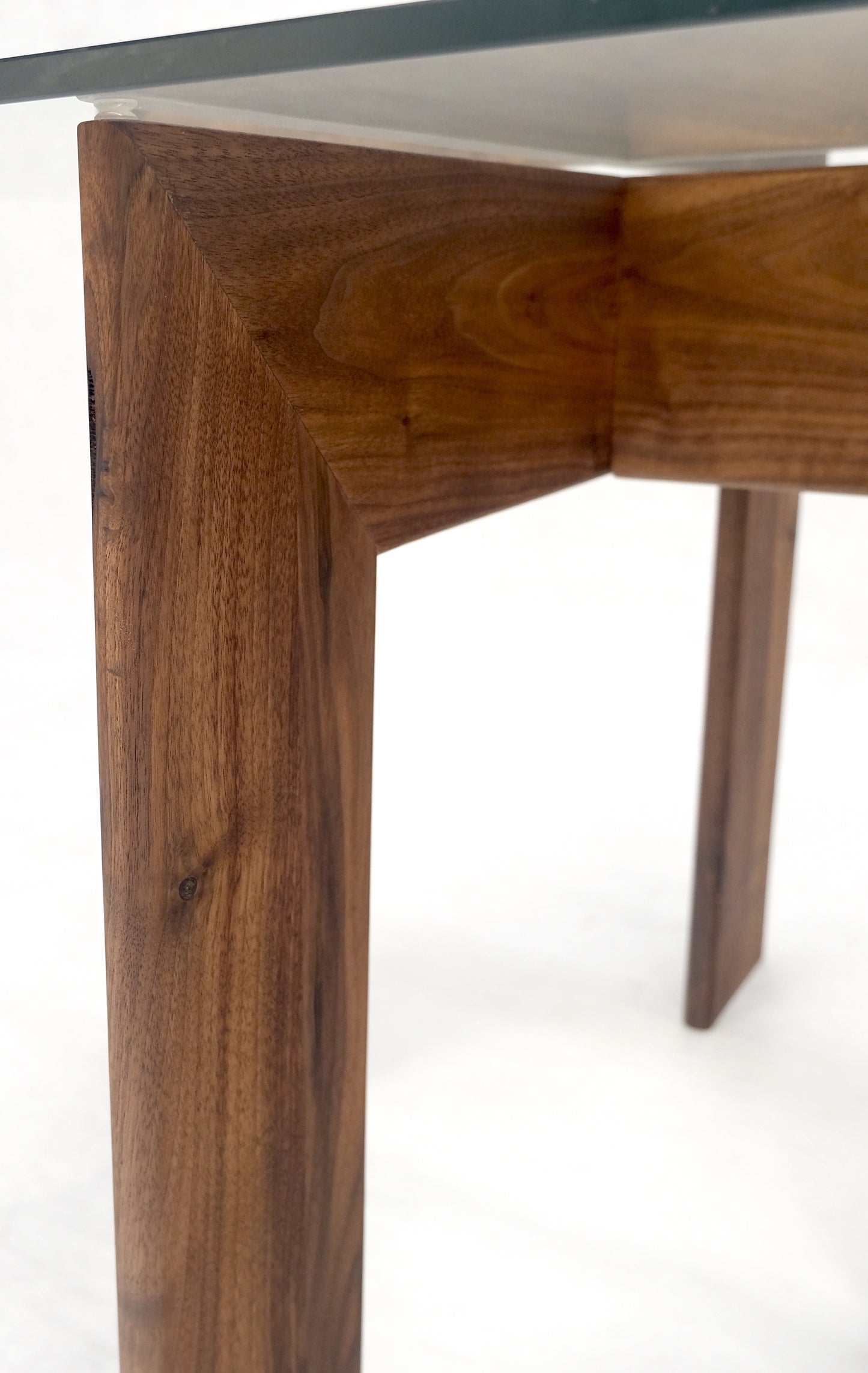 Modern Solid Walnut Wood Rectangular Glass Top X Base Side Table Contemporary Design