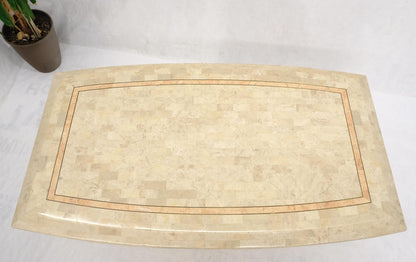 EstablishedLines Tessellated Stone Tile Mid-Century Modern Boat Shape Dining Table