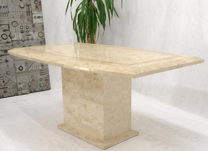 EstablishedLines Tessellated Stone Tile Mid-Century Modern Boat Shape Dining Table