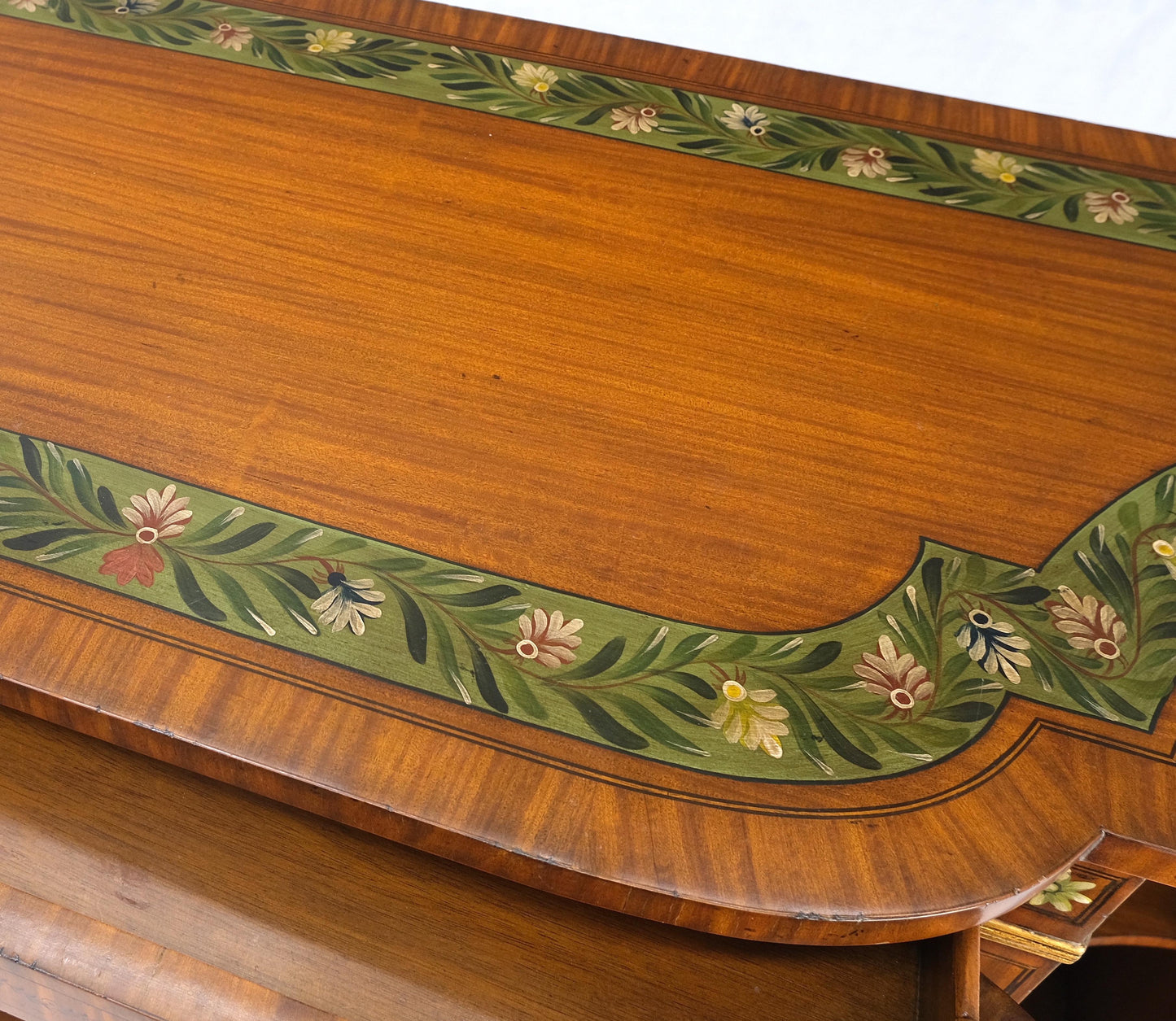 EstablishedLines Adams Style Paint Decorated Sideboard Credenza Two Door Cabinet Satin Wood MINT!