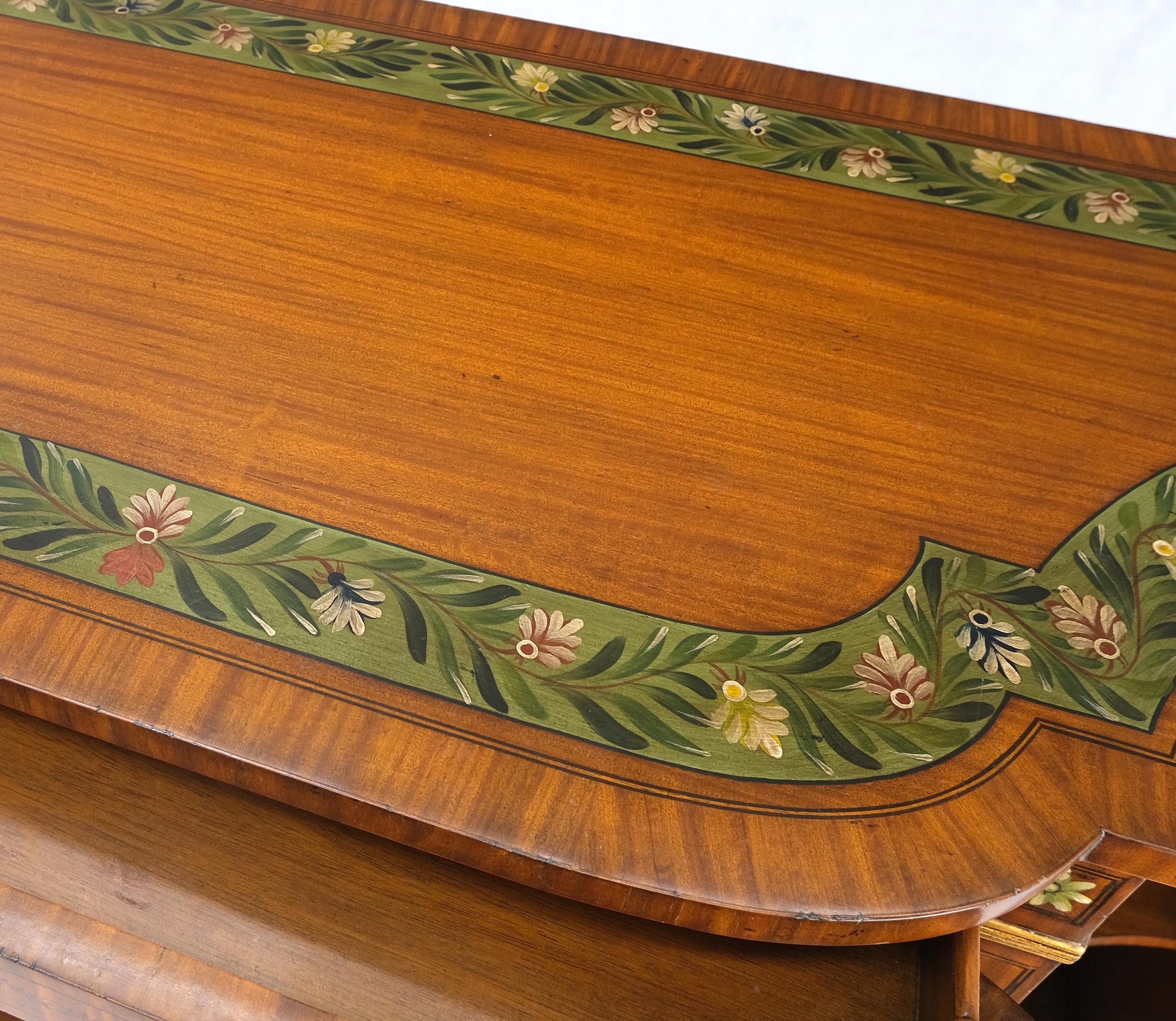 EstablishedLines Adams Style Paint Decorated Sideboard Credenza Two Door Cabinet Satin Wood MINT!