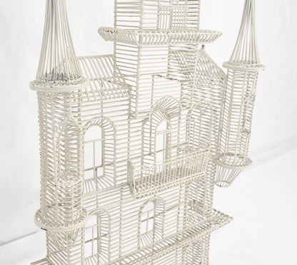 53" Tall  c1960s Very Fine Wall Wire Sculpture of Castle House Architecture