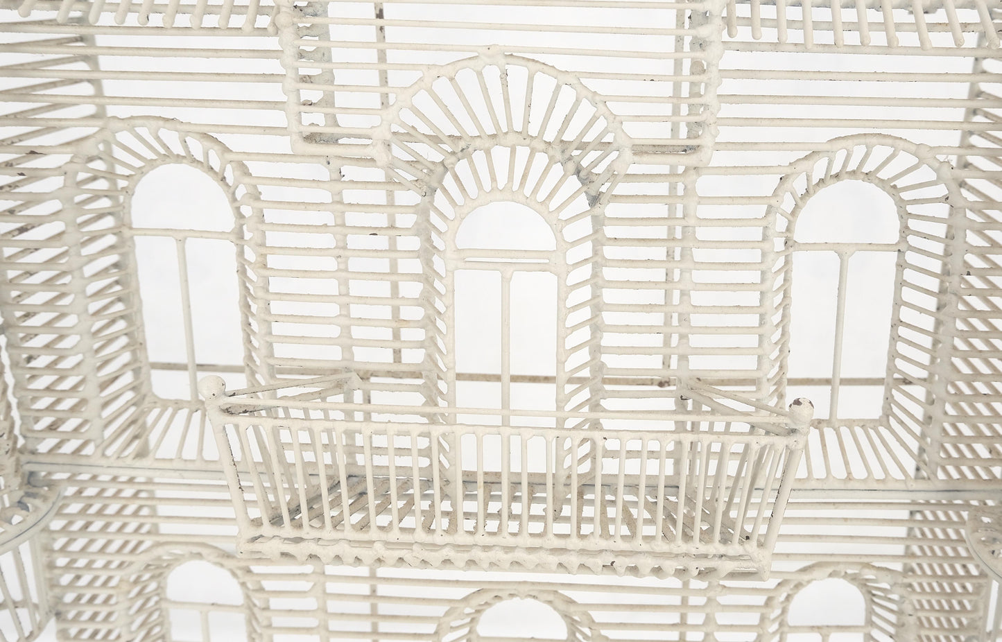 53" Tall  c1960s Very Fine Wall Wire Sculpture of Castle House Architecture