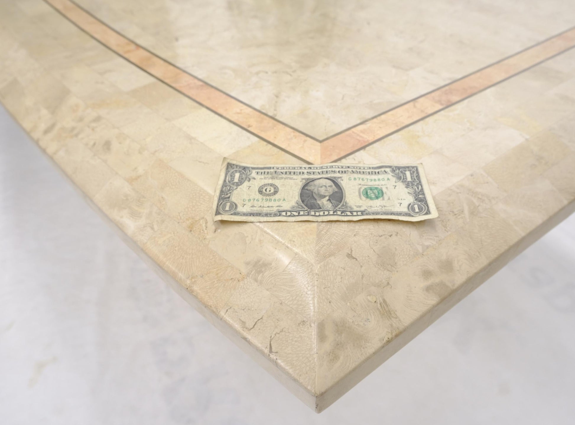 EstablishedLines Tessellated Stone Tile Mid-Century Modern Boat Shape Dining Table