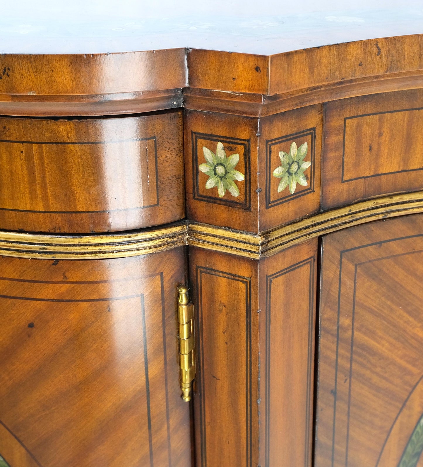EstablishedLines Adams Style Paint Decorated Sideboard Credenza Two Door Cabinet Satin Wood MINT!