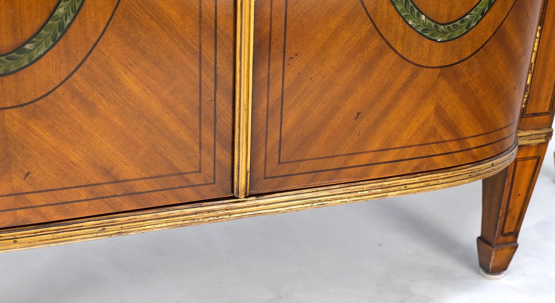 EstablishedLines Adams Style Paint Decorated Sideboard Credenza Two Door Cabinet Satin Wood MINT!