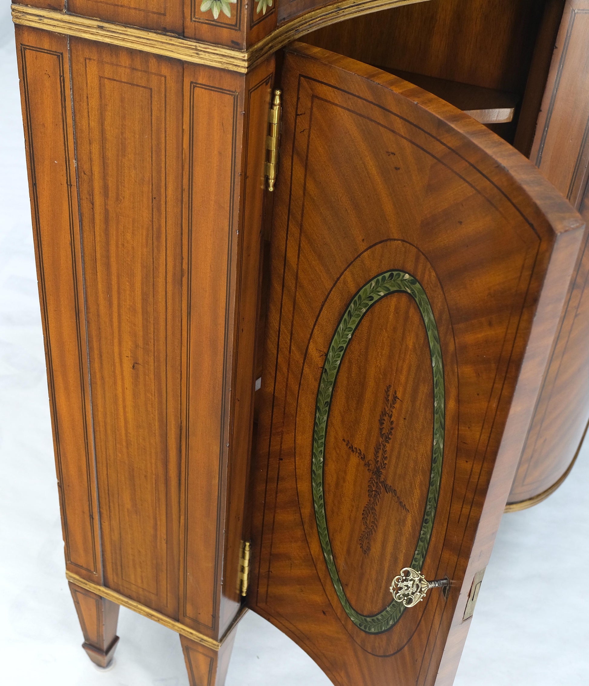 EstablishedLines Adams Style Paint Decorated Sideboard Credenza Two Door Cabinet Satin Wood MINT!