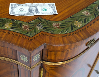 EstablishedLines Adams Style Paint Decorated Sideboard Credenza Two Door Cabinet Satin Wood MINT!