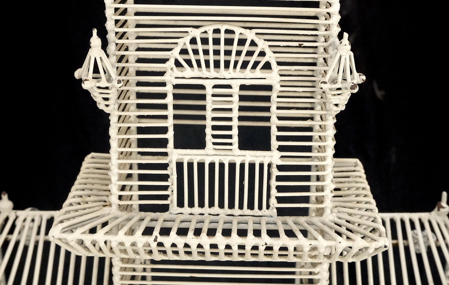 53" Tall  c1960s Very Fine Wall Wire Sculpture of Castle House Architecture