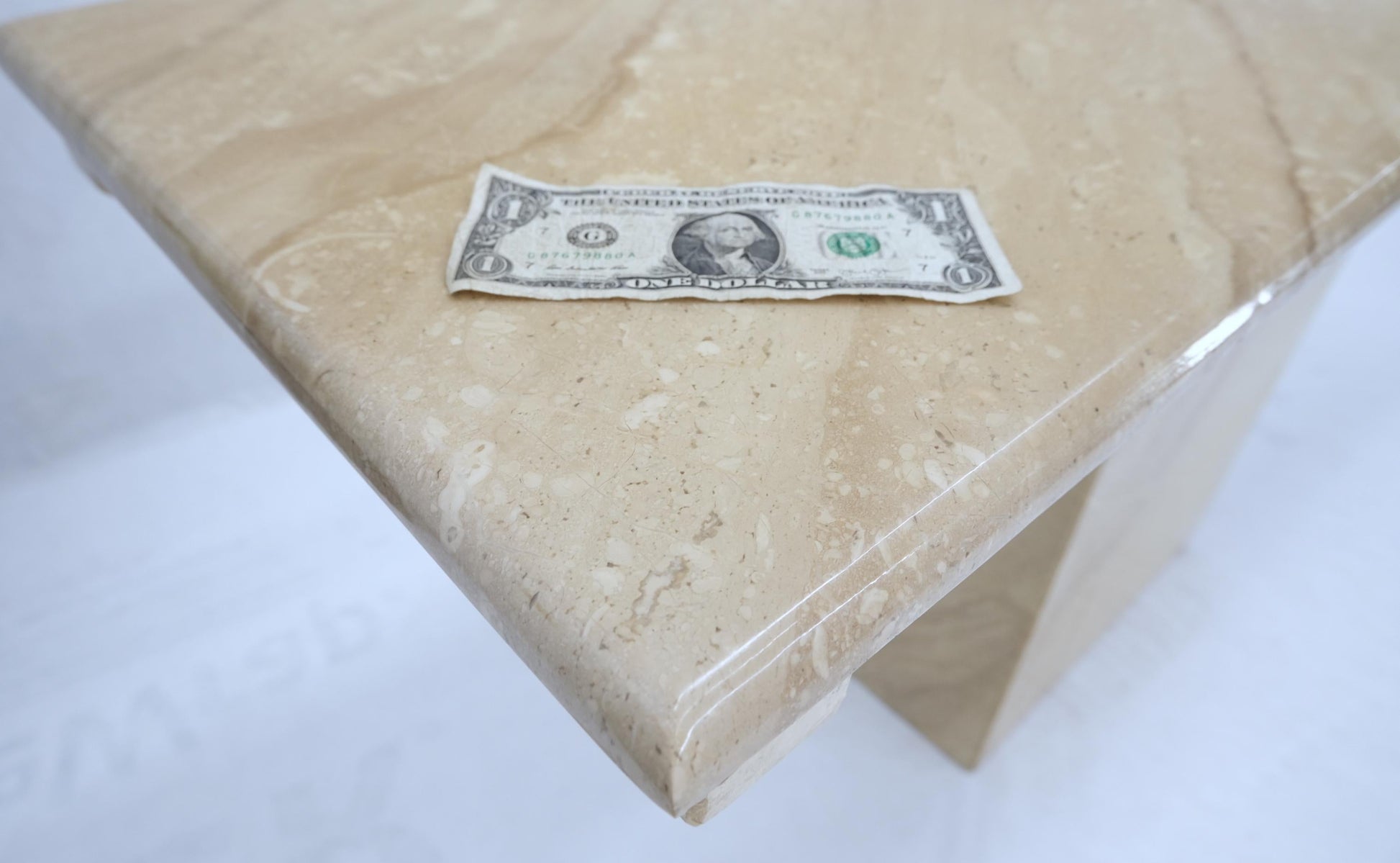EstablishedLines Polished Travertine Five Feet Long Wall Console Sofa Table