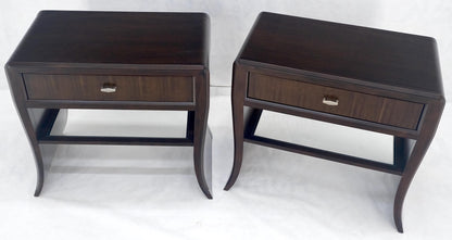 EstablishedLines Pair of Ebonized Mahogany Waterfall Art Deco Style Night Stands Cabinets MINT