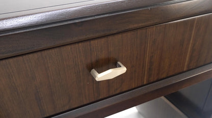 EstablishedLines Pair of Ebonized Mahogany Waterfall Art Deco Style Night Stands Cabinets MINT
