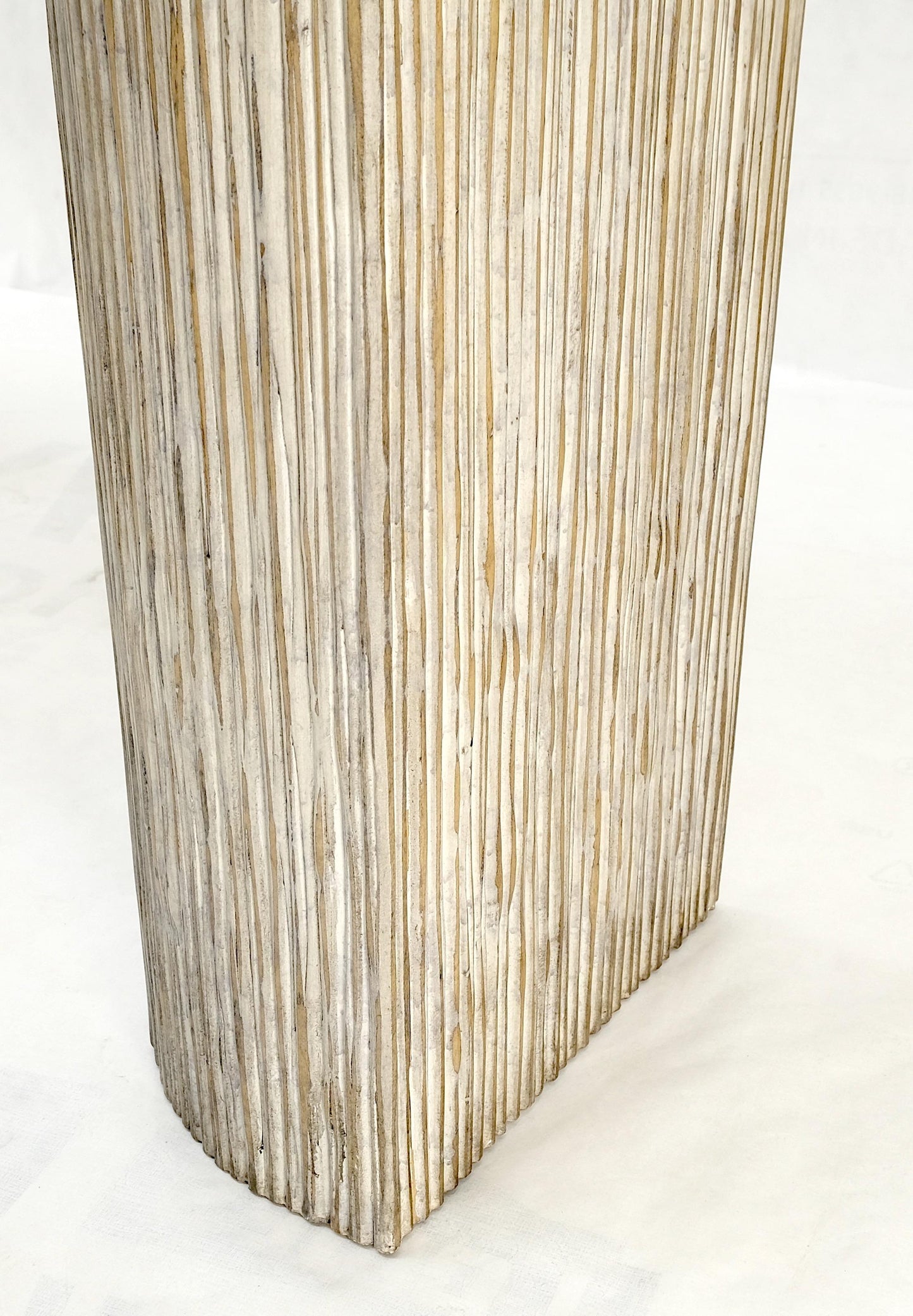 EstablishedLines Large Decorative Carved White Washed Wood Marble Top Console Sofa Table MINT!