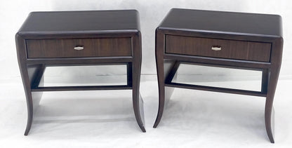 EstablishedLines Pair of Ebonized Mahogany Waterfall Art Deco Style Night Stands Cabinets MINT