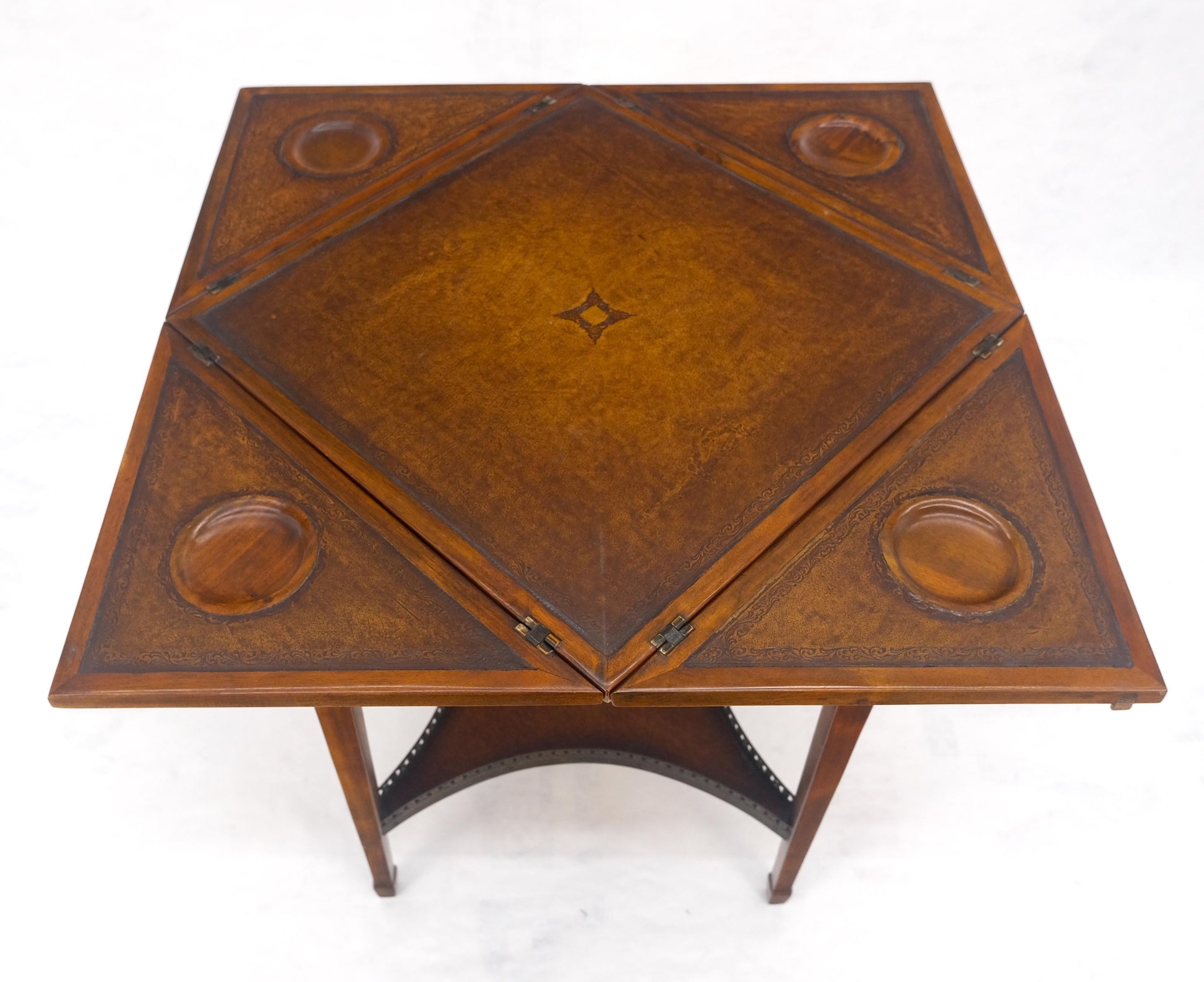 EstablishedLines Theodore Alexander One Drawer Leather Top Folding Top Game Table MINT