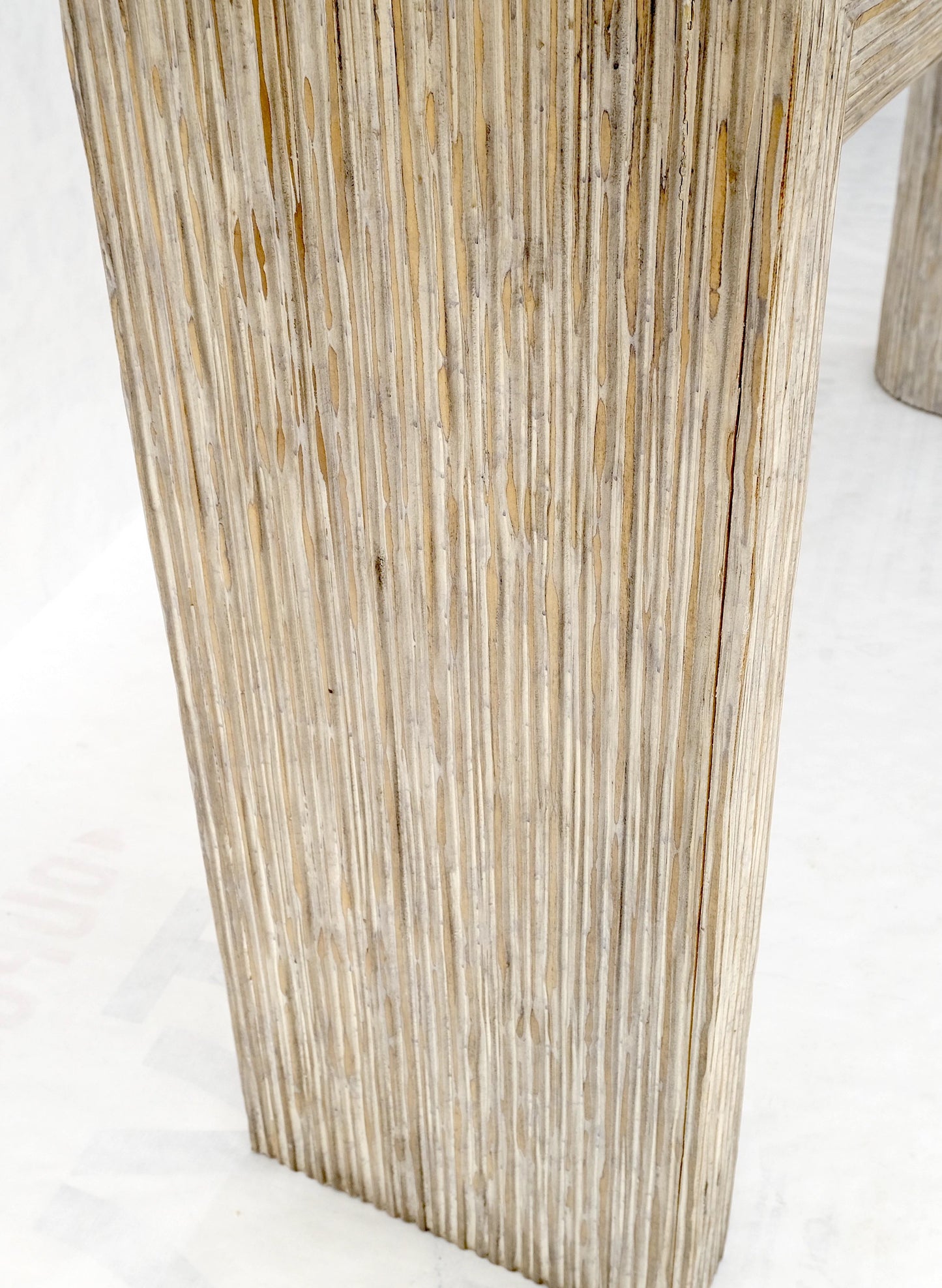 EstablishedLines Large Decorative Carved White Washed Wood Marble Top Console Sofa Table MINT!