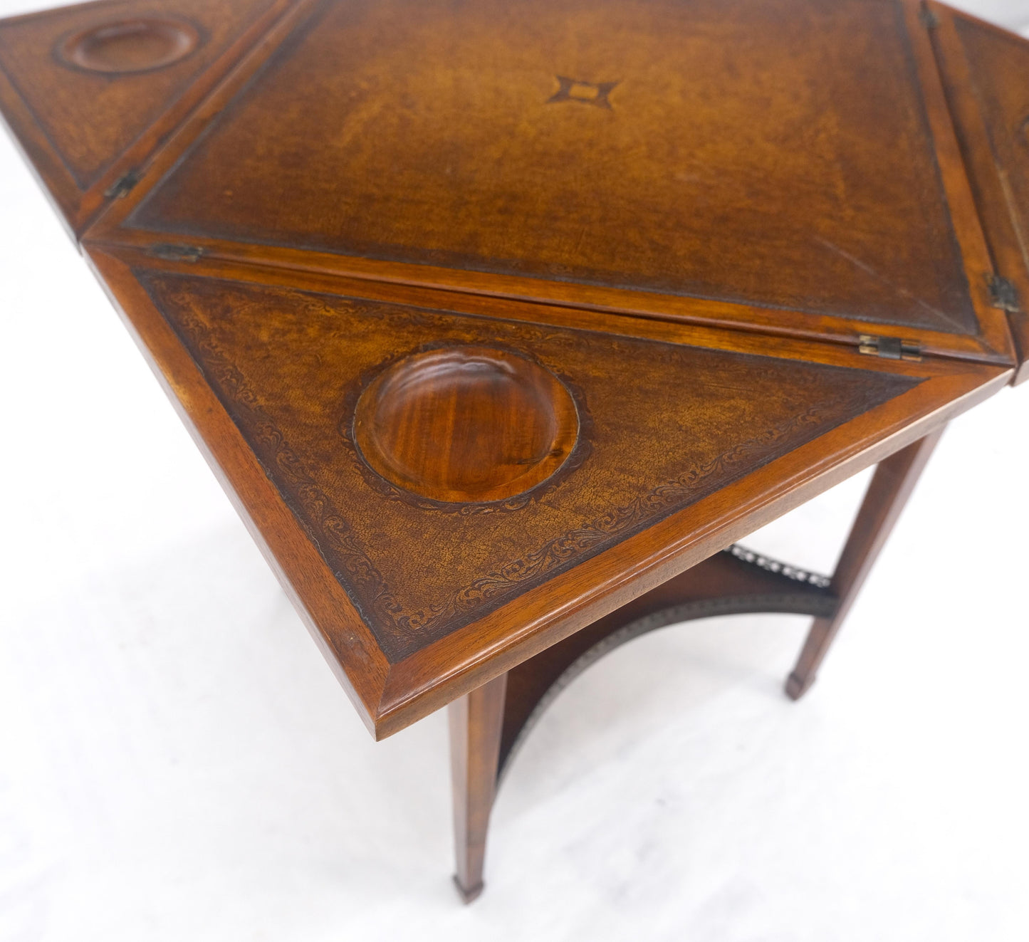 EstablishedLines Theodore Alexander One Drawer Leather Top Folding Top Game Table MINT