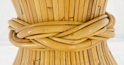 EstablishedLines Sheaf of Bamboo Round Glass Top Onion Shape Single Pedestal Dining Table MINT