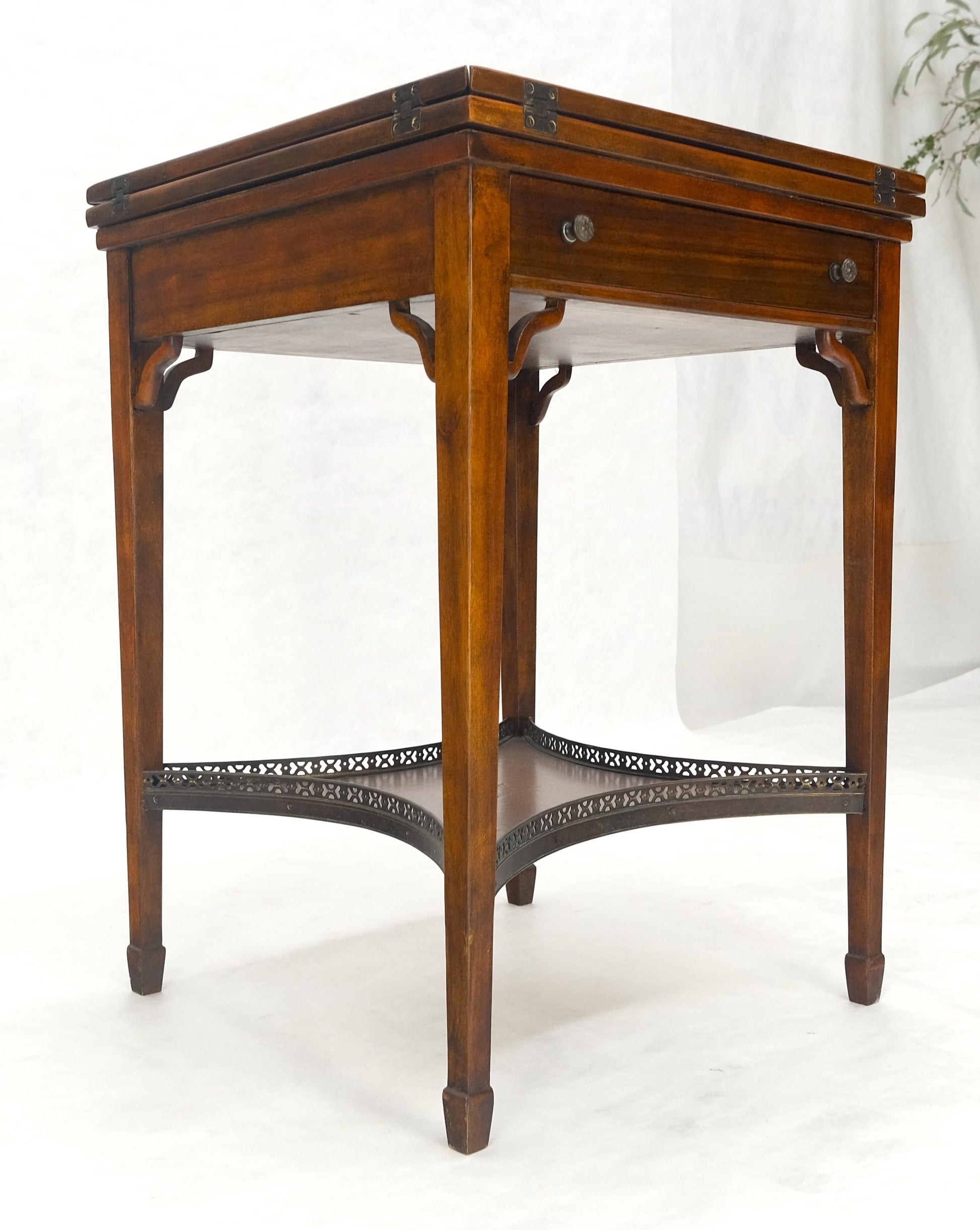 EstablishedLines Theodore Alexander One Drawer Leather Top Folding Top Game Table MINT