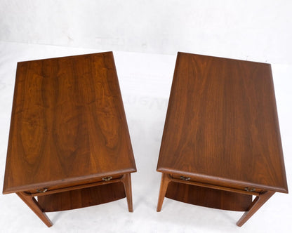 EstablishedLines Pair of Walnut One Drawer Bottom Shelf Rectangle End Tables Mint Condition