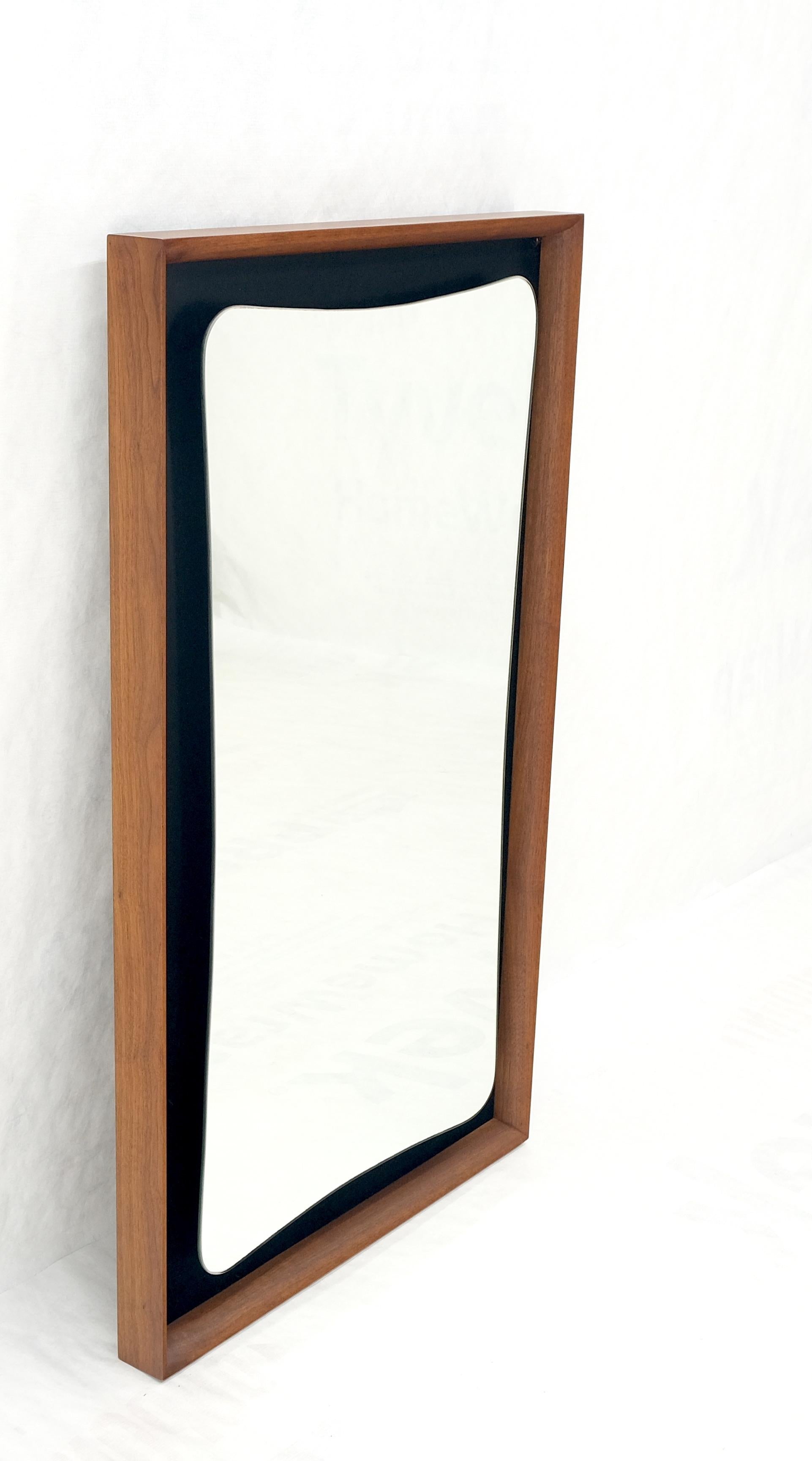 EstablishedLines Large Oiled Walnut Frame Mid-Century Modern Wall Mirror Mint
