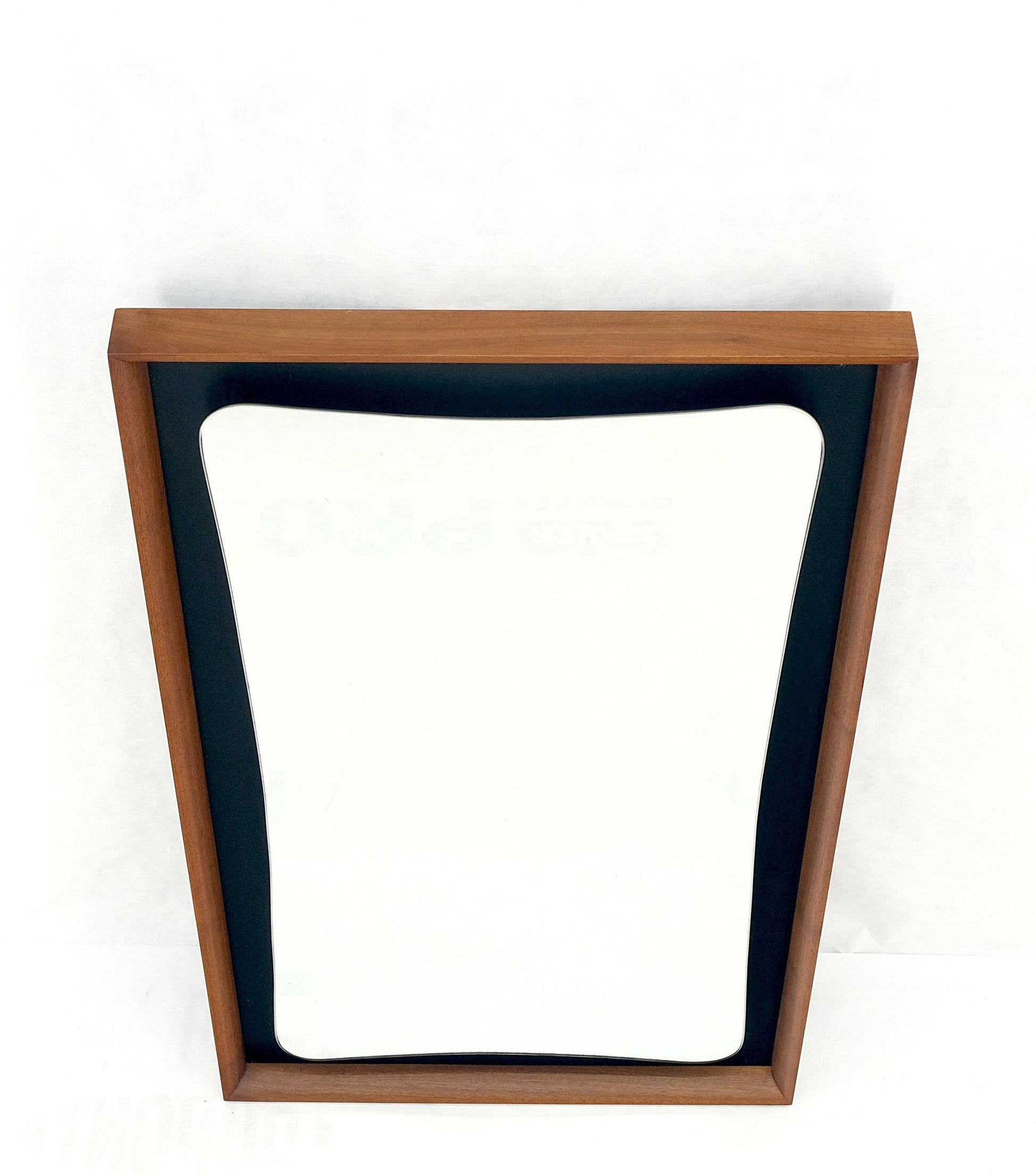 EstablishedLines Large Oiled Walnut Frame Mid-Century Modern Wall Mirror Mint