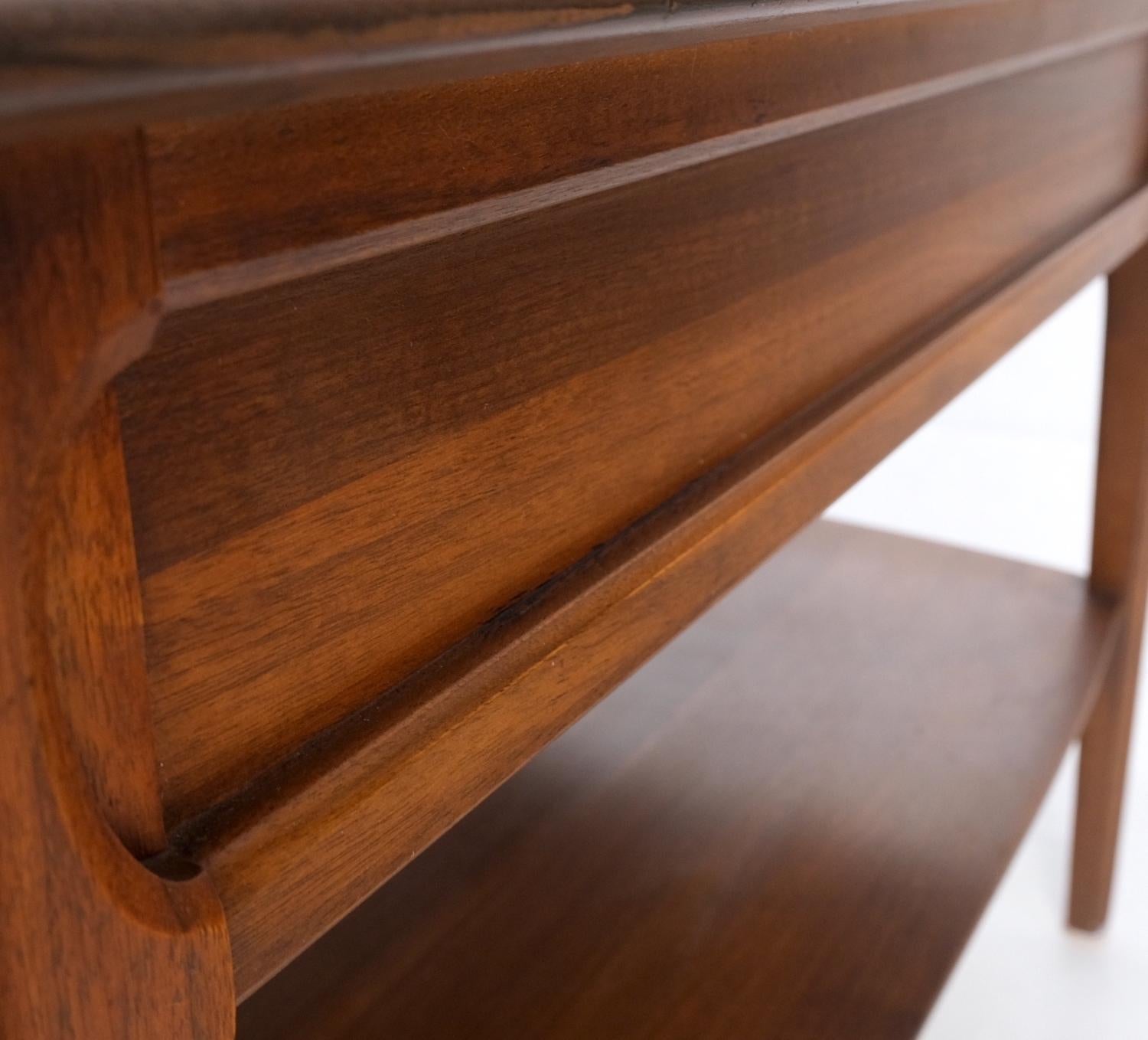 EstablishedLines Pair of Walnut One Drawer Bottom Shelf Rectangle End Tables Mint Condition