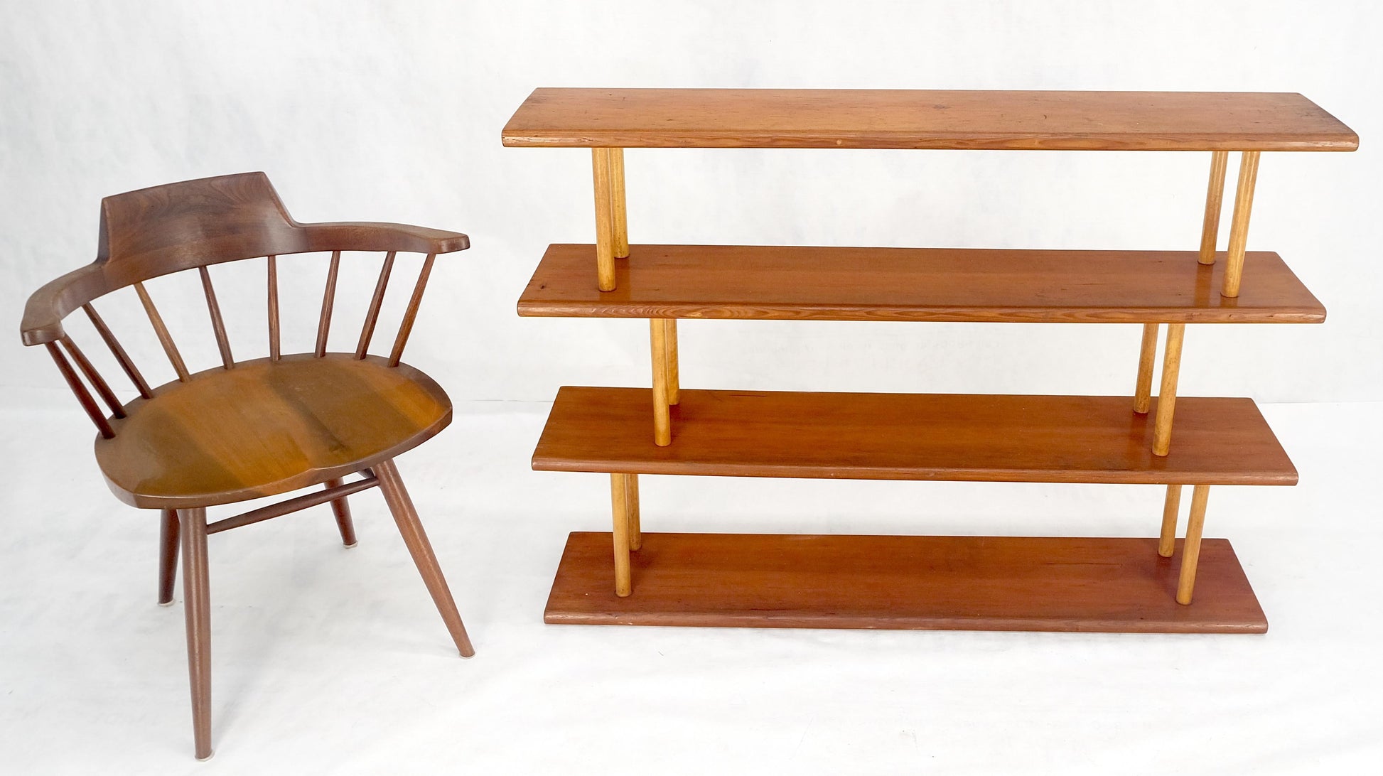 EstablishedLines Country Arts & Crafts Style c1960s Red Cedar wall Shelves on Dowels Bookcase
