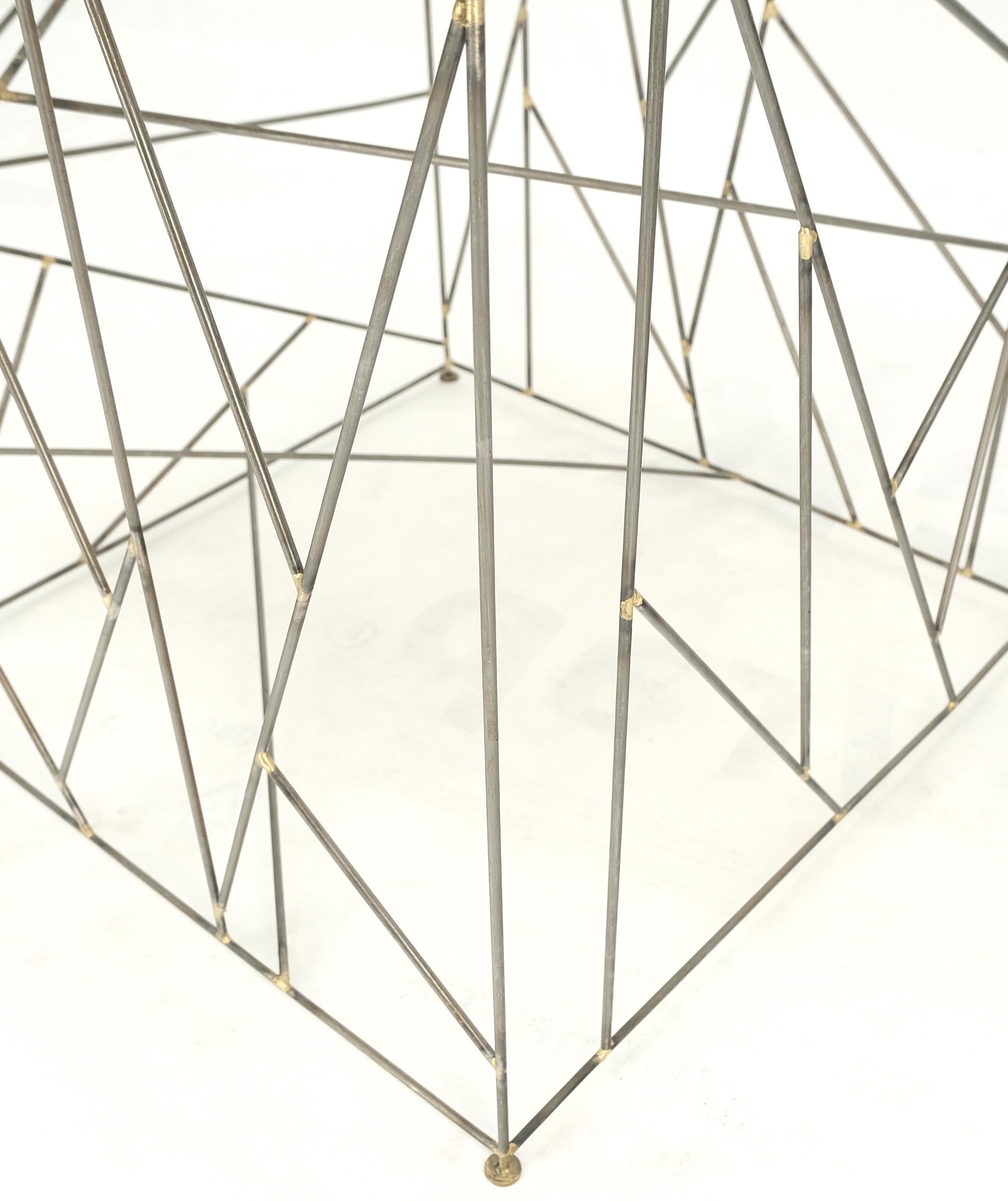 EstablishedLines Travertine Top Wire Base Square Side End Table Stand Mid-Century Modern MINT!