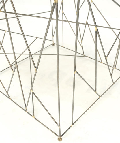 EstablishedLines Travertine Top Wire Base Square Side End Table Stand Mid-Century Modern MINT!